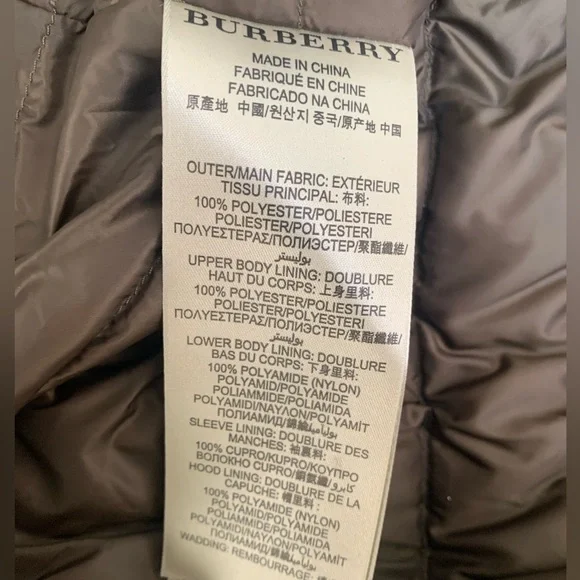 BURBERRY BRIT Metallic Olive Down Coat size medium